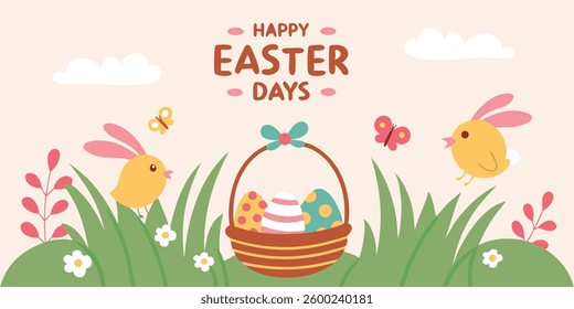 Handrawn Illustration of Happy Easter egg Days