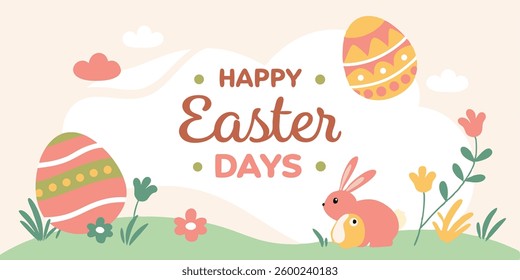 Handrawn Illustration of Happy Easter egg Days