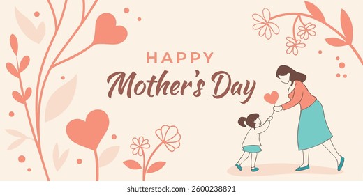 Handrawn Illustration of Happy Mothers Day