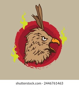 Handrawn Indonesian Garuda Eagle Concept Vector Design Illustration 
