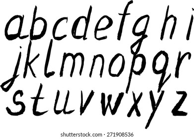 Handrawn Latin Alphabet. Ink Sketch. Vector.