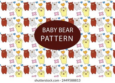patrón dibujado a mano pequeño oso de fondo