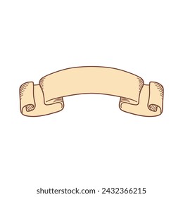 Handrawn ribbon banner label icon