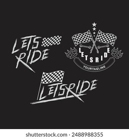 Handrawn Riding Racing Typography Concept Vector Design Illustration