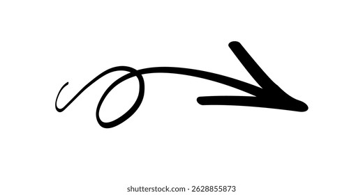 Handrawn rotating arrow with black marker