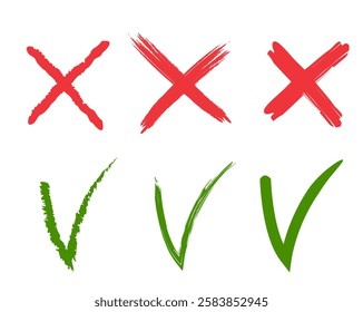 Handrawn Сheck Аnd Сros Sign OK , Vector Illustration