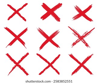 Handrawn Сheck Аnd Сros Sign OK Аnd X , Vector Illustration