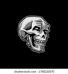 Handrawn skull cartoons with cool expressions, vector illustration