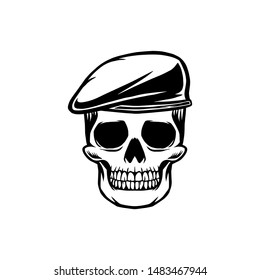 handrawn skull with military hat