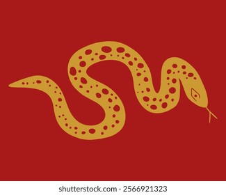 Handrawn Snake Isolated in Red Background, Stunning for Doodle, Pattern