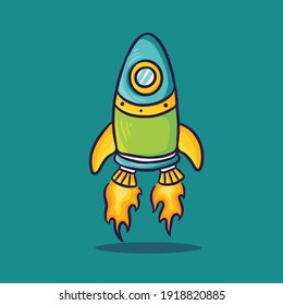 Handrawn space rocket launch icon
