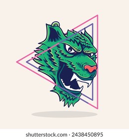 Handrawn Tiger Head Mascot Shape Concept Vector Design Illustration