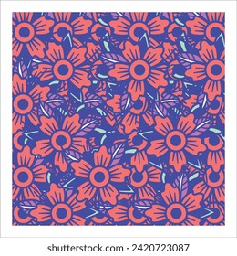 Entwurf eines handgezeichneten tropischen Blumenmusters, nahtlos Muster, Vektorgrafik