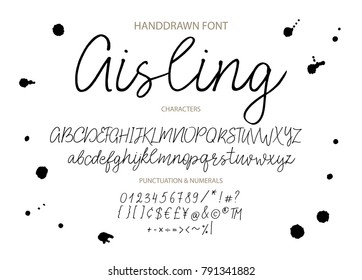 Handrawn vector alphabet. Modern calligraphic font. Brush painted letters.