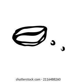 Handrawn vector Coffee bean on White Isolated background in doodle style