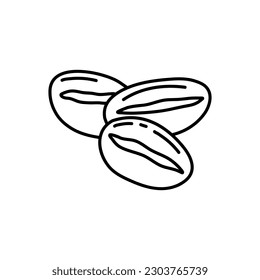 Handrawn vector Coffee bean on White Isolated background in doodle style