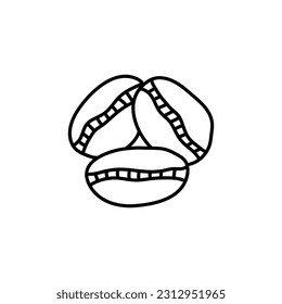 Handrawn vector Coffee bean on White Isolated background in doodle style