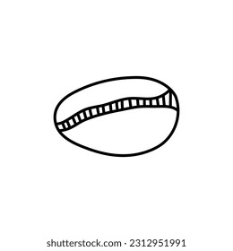 Handrawn vector Coffee bean on White Isolated background in doodle style