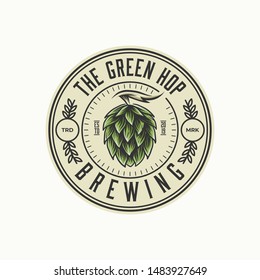 handrawn vintage Brewing logo badge hop logo craft beer badge
