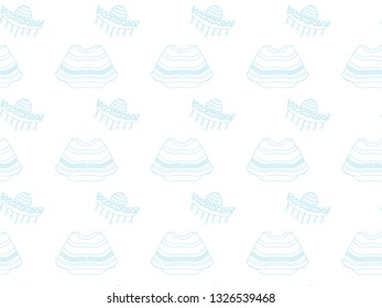 Handrawn Viva Mexico seamless pattern. Mexican culture symbols on black background. - vector