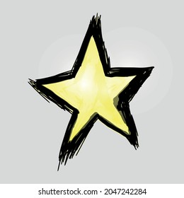 handrawn yellow star vector illustration