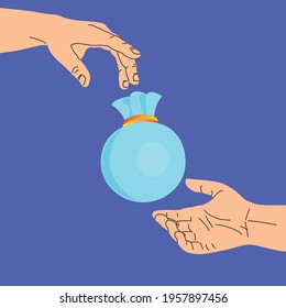 hands above and hands below, vector illustration