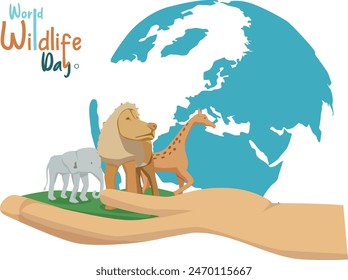 Hands accommodate three wild animals in order to save the animals