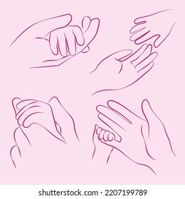 hands adult and child set human drawing