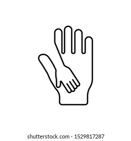 Hands of adults and children, Communicating of love.