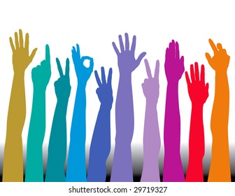 Hands Of All Races Vector Background