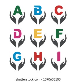 Hands With Alphabet Foundation Logo Vector Set