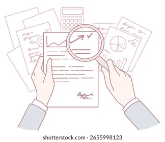 Manos analizando documentos financieros y gráficos para obtener información precisa a través de un análisis de datos exhaustivo
