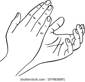 Hands applause Hand drawn vector line illustration