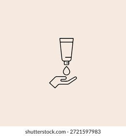 Manos que aplican el diseño plano del Vector del icono de la crema de la loción.