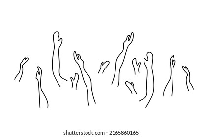 hands and arms rising in the crowd