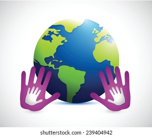 hands around the globe. illustration design over a white background