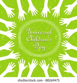 Hands around the text, universal children's day