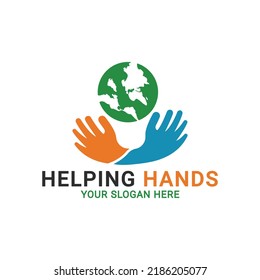 Hands around the world logo, Human hands holding globe, People Around the World Holding Hands, Teamwork hands logo template