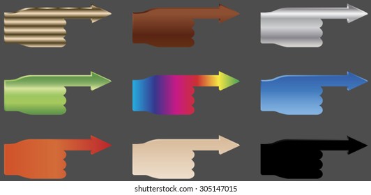 Hands - arrows. Vector.