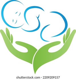 Hands And Baby, Toddler And Midwife Logo