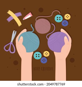 hands with balls of wool craft workshop