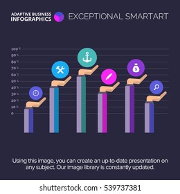 Hands Bar Chart Infographic Template