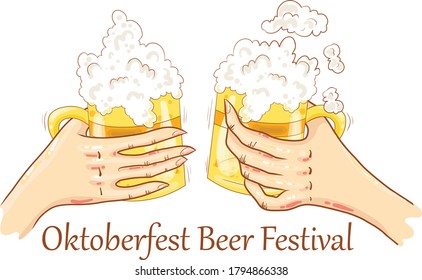 hands with beer mugs and foam