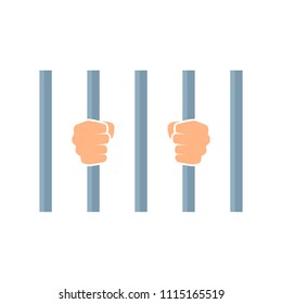 Hands Behind Bars Prison Clipart Isolated Stock Vector (Royalty Free ...