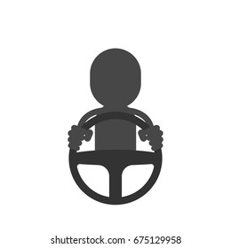 las manos detrás del volante. Ilustración del vector aislada en fondo blanco
