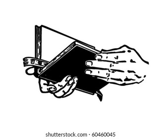 Hands With Bible - Retro Clip Art
