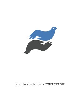 Hands with bird vector logo. Bird logo. Bird emblem
