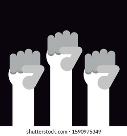 hands up in a black background. vector. illustration