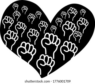 Manos en el corazón negro.