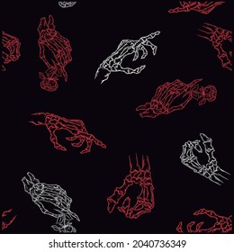Hands bones and roses pattern in two colors with background